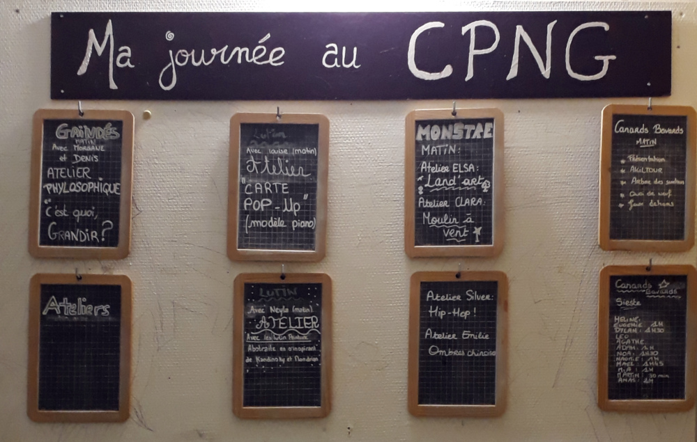 Tableau du programme des activités au CPNG